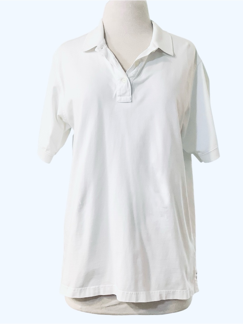 Lands End White Polo Shirt - Classic Short Sleeve